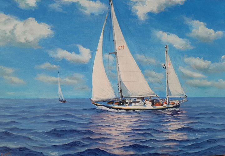 Seascape with Sailboat 05