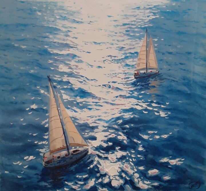 Seascape with sailboats 34